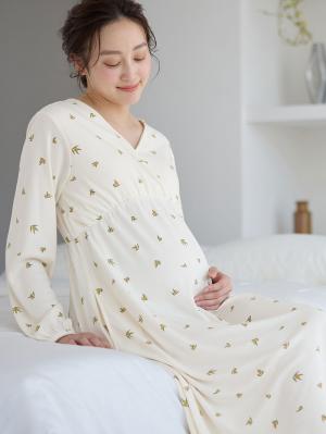 【親子コーデ可】スムースカシュクールパッド付ネグリジェ 【出産後も長く使える】10405