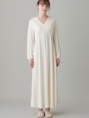 マタニティ パジャマ・ルームウェア|スムースカシュクールパッド付ネグリジェ 【出産後も長く使える】|星柄