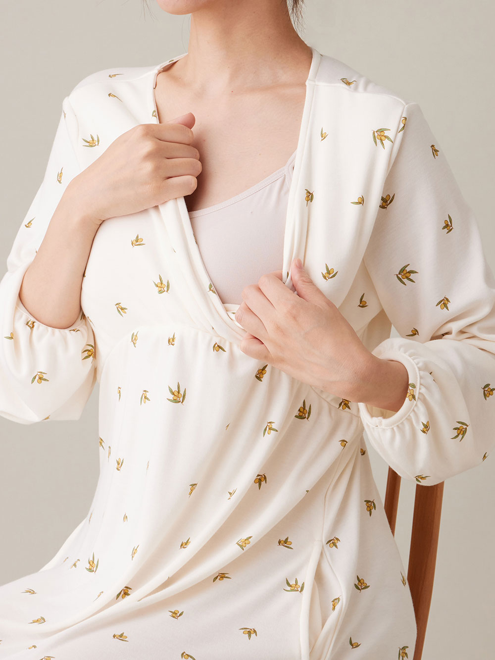 マタニティ パジャマ・ルームウェア|スムースカシュクールパッド付ネグリジェ 【出産後も長く使える】