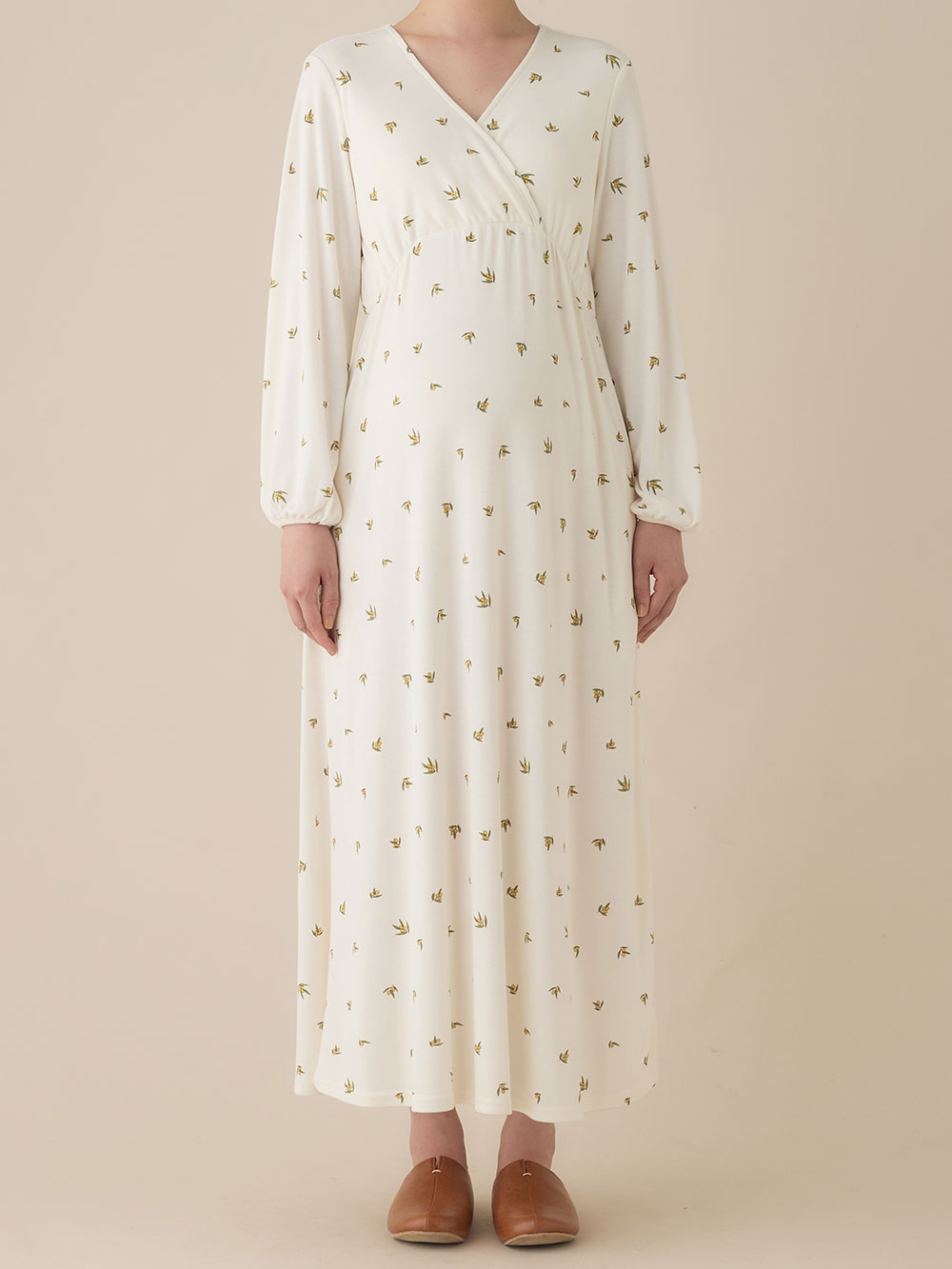 マタニティ パジャマ・ルームウェア|スムースカシュクールパッド付ネグリジェ 【出産後も長く使える】