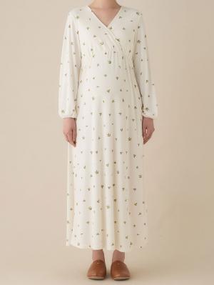 マタニティ パジャマ・ルームウェア|スムースカシュクールパッド付ネグリジェ 【出産後も長く使える】