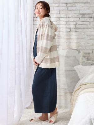 マタニティ トップス|ニットパーカー ルームウェア マタニティ・授乳服 【出産後も長く使える】|オフ×ベージュ