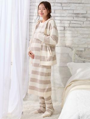 マタニティ トップス|ニットパーカー ルームウェア マタニティ・授乳服 【出産後も長く使える】|オフ×ベージュ