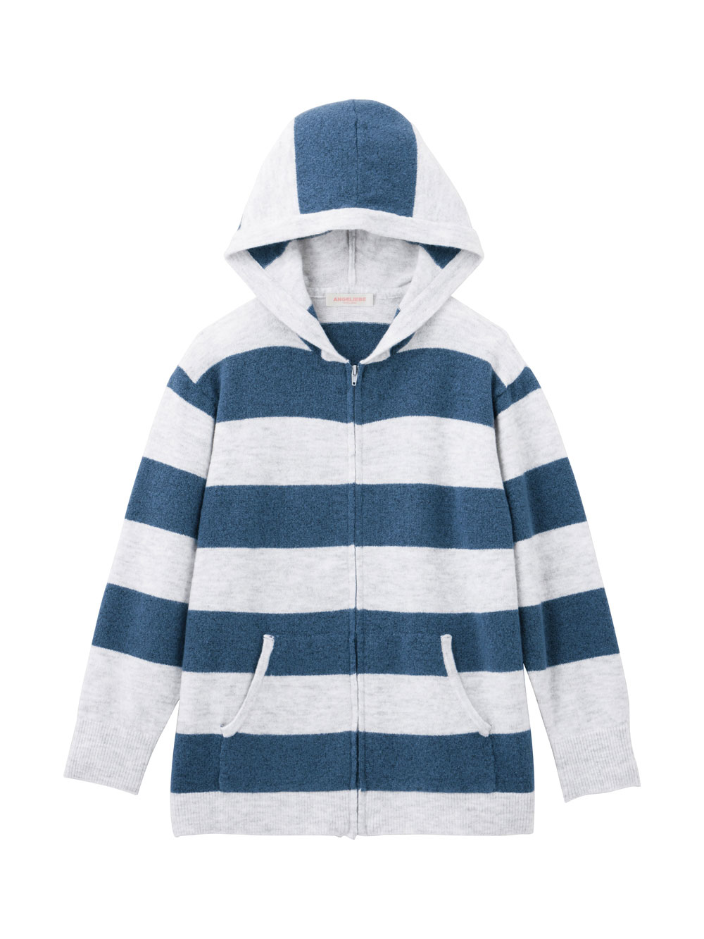 マタニティ トップス|ニットパーカー ルームウェア マタニティ・授乳服 【出産後も長く使える】|グレー×ブルー