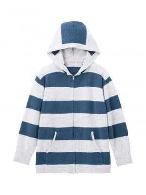 マタニティ トップス|ニットパーカー ルームウェア マタニティ・授乳服 【出産後も長く使える】|グレー×ブルー