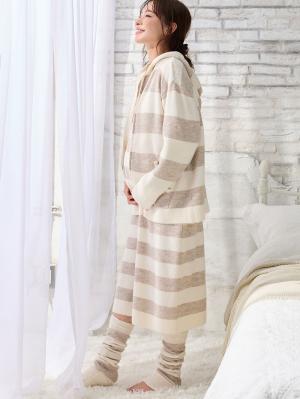 マタニティ パジャマ・ルームウェア|ニットネグリジェ&2WAYレッグウォーマー マタニティ・授乳服 【出産後も長く使える】|オフ×ベージュ