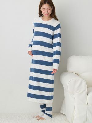 マタニティ パジャマ・ルームウェア|ニットネグリジェ&2WAYレッグウォーマー マタニティ・授乳服 【出産後も長く使える】|グレー×ブルー