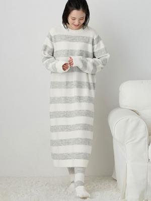 マタニティ パジャマ・ルームウェア|ニットネグリジェ&2WAYレッグウォーマー マタニティ・授乳服 【出産後も長く使える】|オフ×グレー