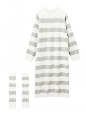 マタニティ パジャマ・ルームウェア|ニットネグリジェ&2WAYレッグウォーマー マタニティ・授乳服 【出産後も長く使える】|オフ×グレー