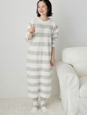 マタニティ パジャマ・ルームウェア|ニットネグリジェ&2WAYレッグウォーマー マタニティ・授乳服 【出産後も長く使える】|オフ×グレー