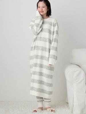 マタニティ パジャマ・ルームウェア|ニットネグリジェ&2WAYレッグウォーマー マタニティ・授乳服 【出産後も長く使える】|オフ×グレー