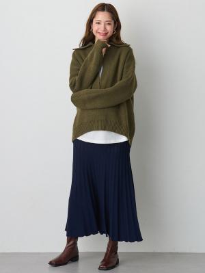 マタニティ トップス|深V ネックニット マタニティ・授乳服 【出産後も長く使える】|カーキ