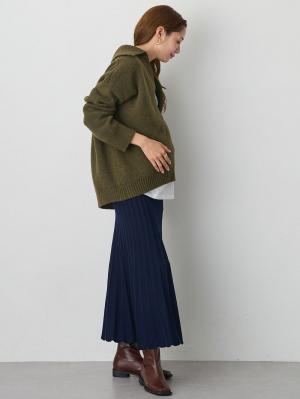 マタニティ トップス|深V ネックニット マタニティ・授乳服 【出産後も長く使える】|カーキ