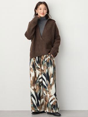 マタニティ トップス|深V ネックニット マタニティ・授乳服 【出産後も長く使える】|ブラウン