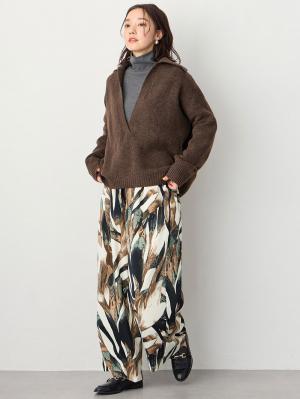 マタニティ トップス|深V ネックニット マタニティ・授乳服 【出産後も長く使える】|ブラウン