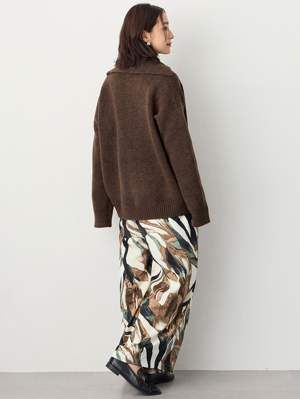 マタニティ トップス|深V ネックニット マタニティ・授乳服 【出産後も長く使える】|ブラウン