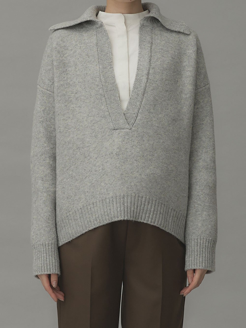 マタニティ トップス|深V ネックニット マタニティ・授乳服 【出産後も長く使える】