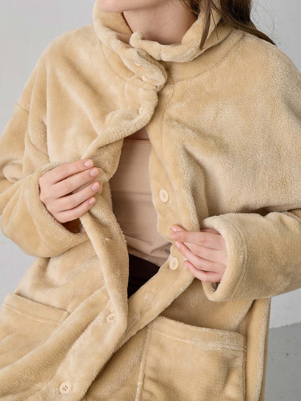 マタニティ パジャマ・ルームウェア|両面ボアあったかガウン　ルームウェア マタニティ・産後【出産後も長く使える】