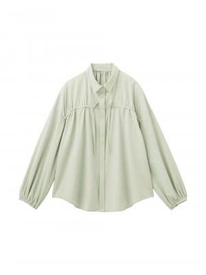 マタニティ トップス|フロントギャザーブラウス　マタニティ 授乳服【出産後も長く使える】|ライトグリーン