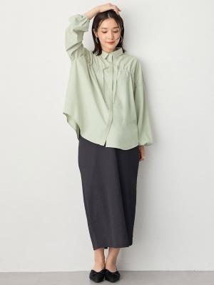 マタニティ トップス|フロントギャザーブラウス　マタニティ 授乳服【出産後も長く使える】|ライトグリーン