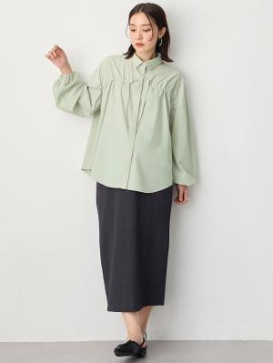 マタニティ トップス|フロントギャザーブラウス　マタニティ 授乳服【出産後も長く使える】|ライトグリーン