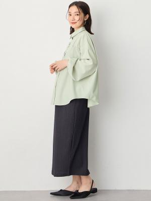 マタニティ トップス|フロントギャザーブラウス　マタニティ 授乳服【出産後も長く使える】|ライトグリーン