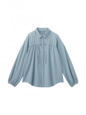 マタニティ トップス|フロントギャザーブラウス　マタニティ 授乳服【出産後も長く使える】|ブルーグレー