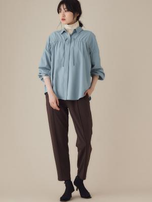 マタニティ トップス|フロントギャザーブラウス　マタニティ 授乳服【出産後も長く使える】|ブルーグレー