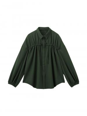 マタニティ トップス|フロントギャザーブラウス　マタニティ 授乳服【出産後も長く使える】|フォレストグリーン