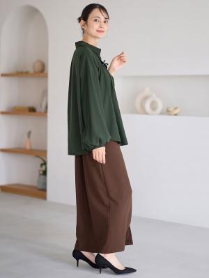 マタニティ トップス|フロントギャザーブラウス　マタニティ 授乳服【出産後も長く使える】|フォレストグリーン