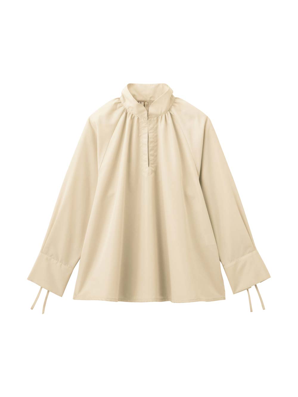 マタニティ トップス|綿混ギャザーハイネックブラウス　マタニティ　授乳服【出産後も長く使える】|アイボリー