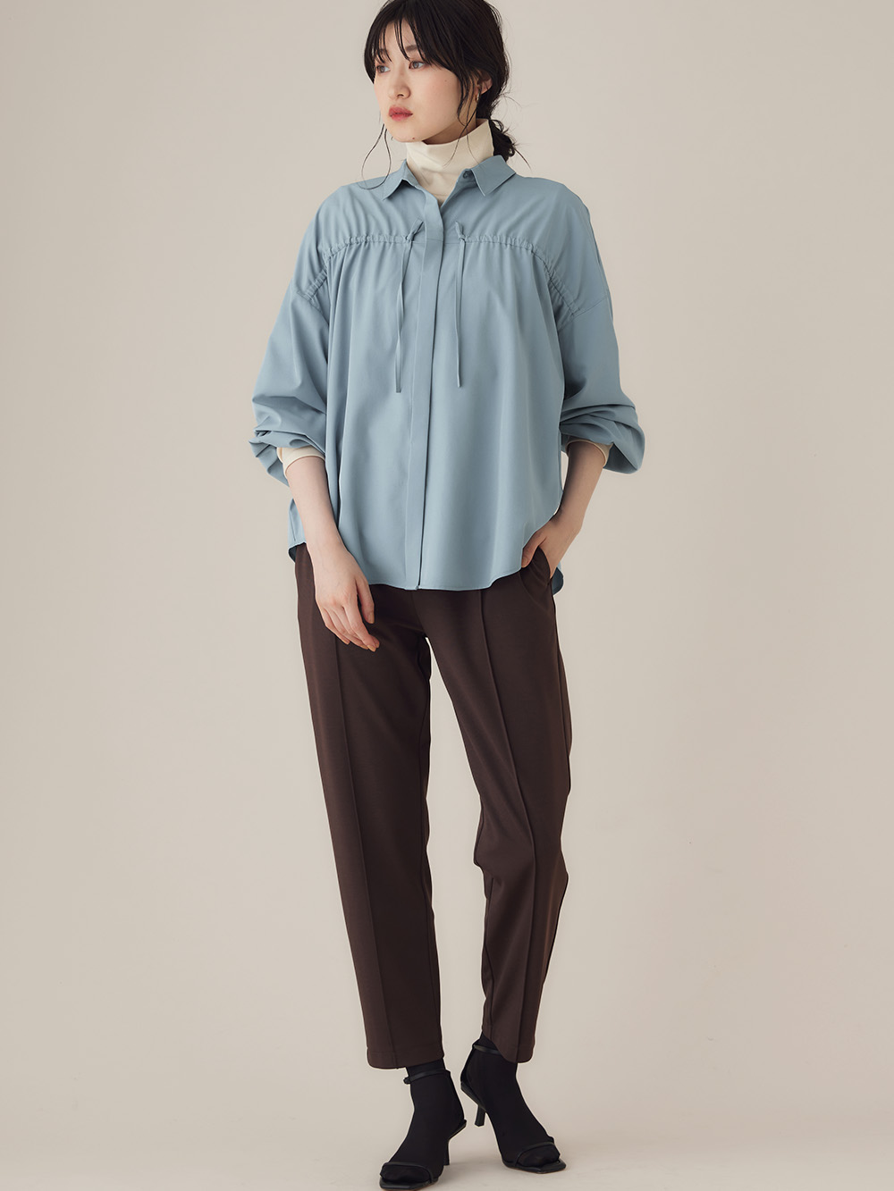 マタニティ パンツ|センターシームストレッチテーパードパンツ　マタニティ・産後 【出産後も長く使える】|ブラウン