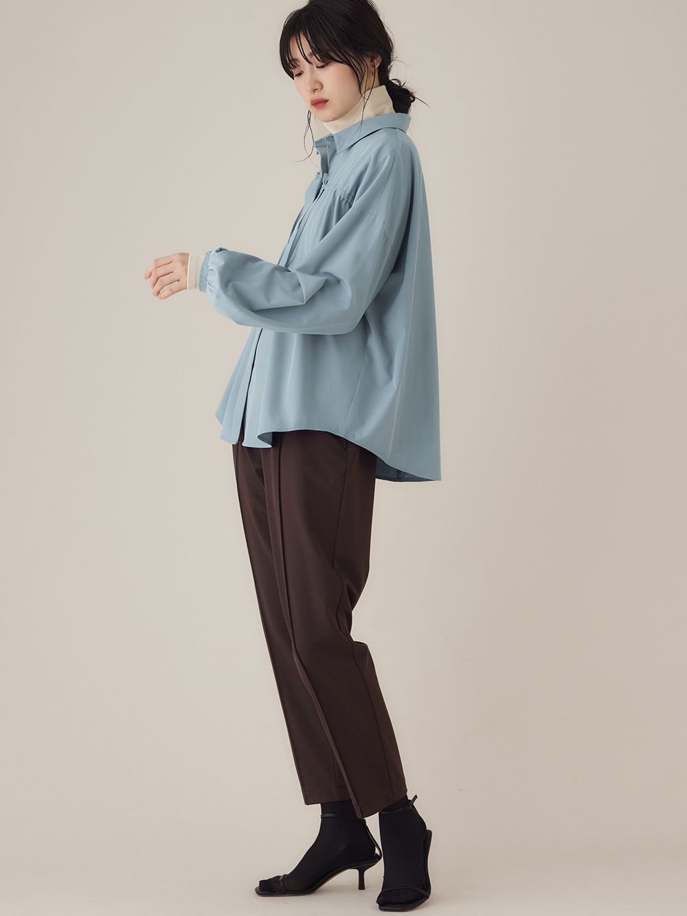 マタニティ パンツ|センターシームストレッチテーパードパンツ　マタニティ・産後 【出産後も長く使える】|ブラウン