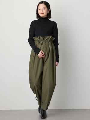 マタニティ パンツ|ウエストギャザーパンツ　マタニティ・産後【出産後も長く使える】|カーキ
