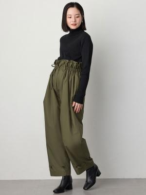 マタニティ パンツ|ウエストギャザーパンツ　マタニティ・産後【出産後も長く使える】|カーキ