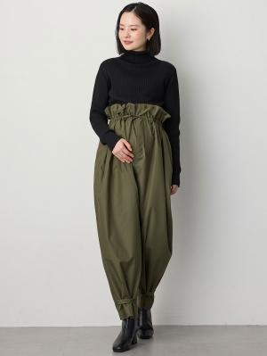 マタニティ パンツ|ウエストギャザーパンツ　マタニティ・産後【出産後も長く使える】|カーキ