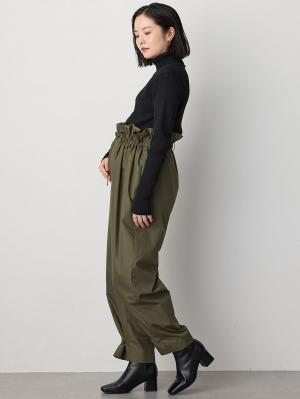 マタニティ パンツ|ウエストギャザーパンツ　マタニティ・産後【出産後も長く使える】|カーキ