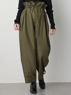 マタニティ パンツ|ウエストギャザーパンツ　マタニティ・産後【出産後も長く使える】|カーキ