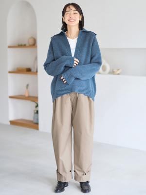 マタニティ パンツ|ウエストギャザーパンツ　マタニティ・産後【出産後も長く使える】|グレージュ