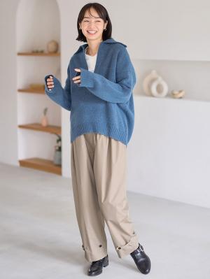 マタニティ パンツ|ウエストギャザーパンツ　マタニティ・産後【出産後も長く使える】|グレージュ