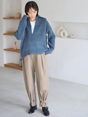 マタニティ パンツ|ウエストギャザーパンツ　マタニティ・産後【出産後も長く使える】|グレージュ