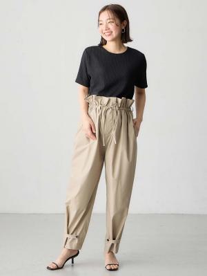 マタニティ パンツ|ウエストギャザーパンツ　マタニティ・産後【出産後も長く使える】|グレージュ