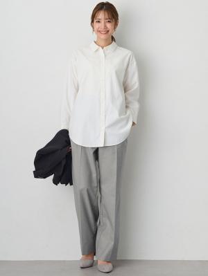 マタニティ パンツ|ハイウェストアジャストワイドパンツ　マタニティ・産後【出産後も長く使える】|グレー