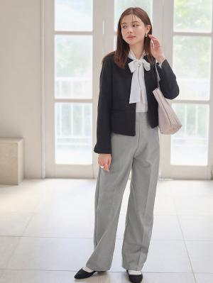 マタニティ パンツ|ハイウェストアジャストワイドパンツ　マタニティ・産後【出産後も長く使える】|グレー