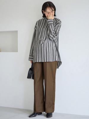 マタニティ パンツ|ハイウェストアジャストワイドパンツ　マタニティ・産後【出産後も長く使える】|ブラウン
