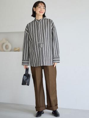 マタニティ パンツ|ハイウェストアジャストワイドパンツ　マタニティ・産後【出産後も長く使える】|ブラウン