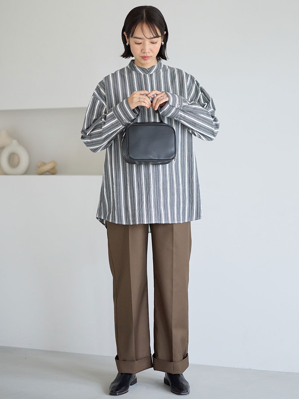 マタニティ パンツ|ハイウェストアジャストワイドパンツ　マタニティ・産後【出産後も長く使える】|ブラウン