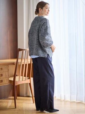 マタニティ パンツ|ハイウェストアジャストワイドパンツ　マタニティ・産後【出産後も長く使える】|ネイビー