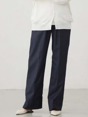 マタニティ パンツ|ハイウェストアジャストワイドパンツ　マタニティ・産後【出産後も長く使える】|ネイビー