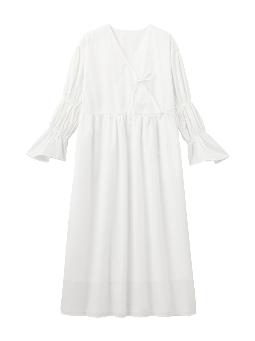 マタニティ ワンピース|綿混リボンカシュクールワンピース マタニティ・授乳服【出産後も長く使える】|オフ